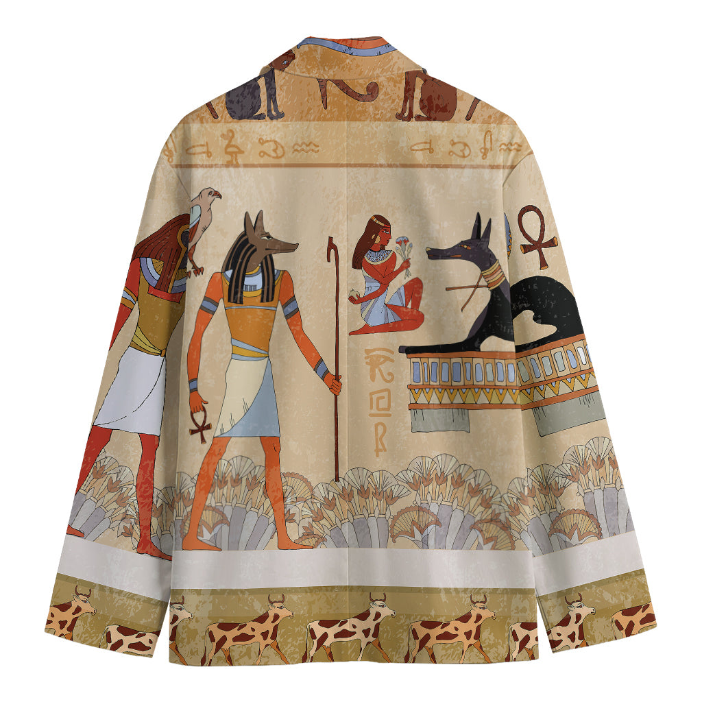 Egyptian Gods And Pharaohs Print Men's Cotton Blazer