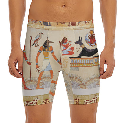 Egyptian Gods And Pharaohs Print Men's Long Boxer Briefs