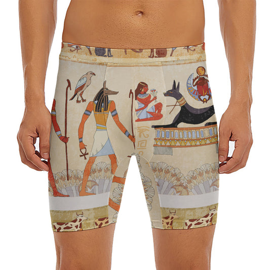 Egyptian Gods And Pharaohs Print Men's Long Boxer Briefs