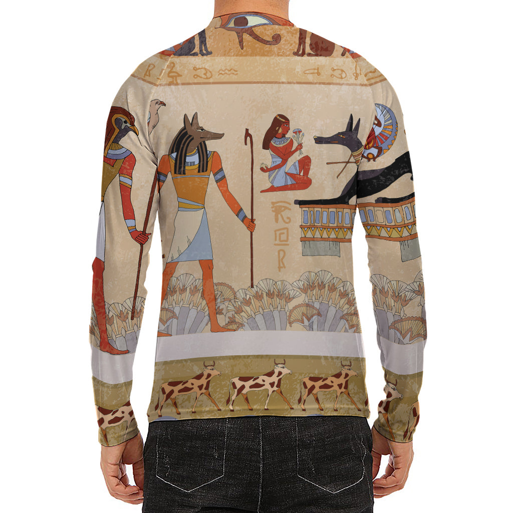 Egyptian Gods And Pharaohs Print Men's Long Sleeve Rash Guard