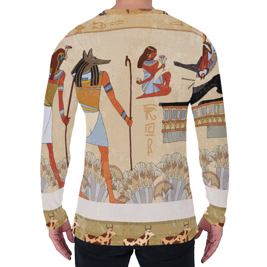 Egyptian Gods And Pharaohs Print Men's Long Sleeve T-Shirt