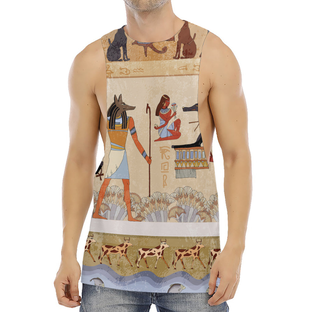Egyptian Gods And Pharaohs Print Men's Muscle Tank Top