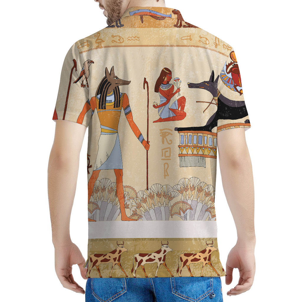 Egyptian Gods And Pharaohs Print Men's Polo Shirt