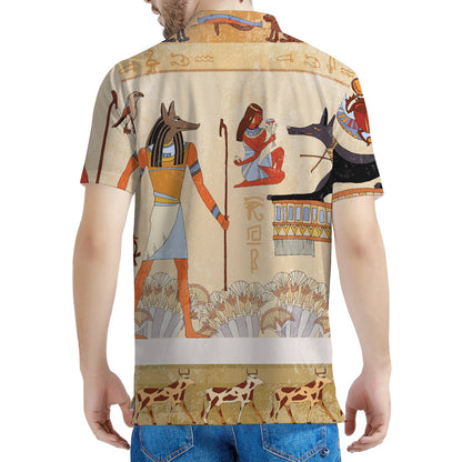 Egyptian Gods And Pharaohs Print Men's Polo Shirt