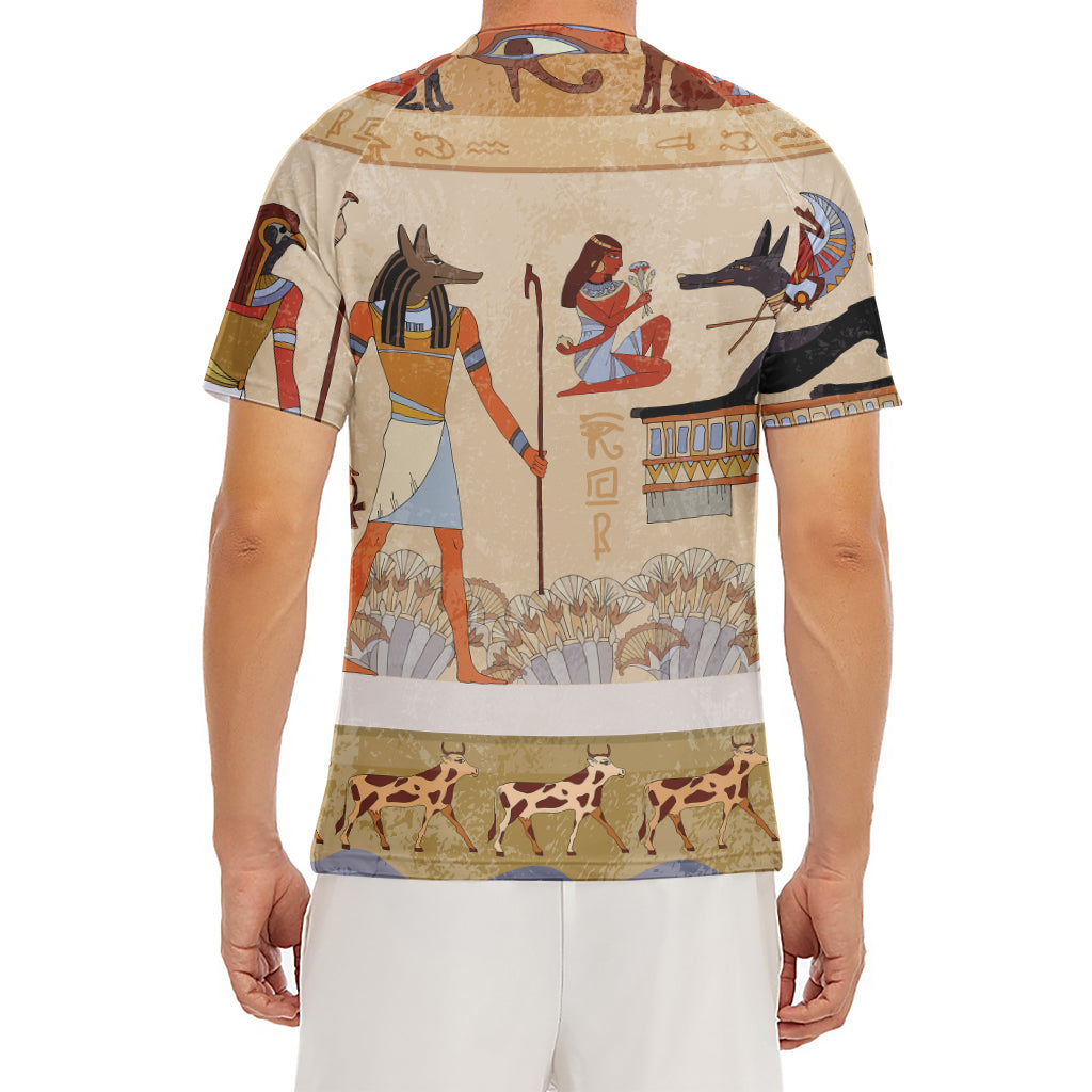 Egyptian Gods And Pharaohs Print Men's Short Sleeve Rash Guard