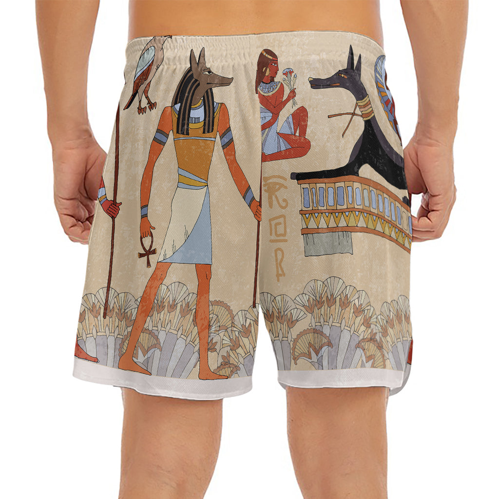Egyptian Gods And Pharaohs Print Men's Split Running Shorts