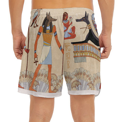 Egyptian Gods And Pharaohs Print Men's Split Running Shorts