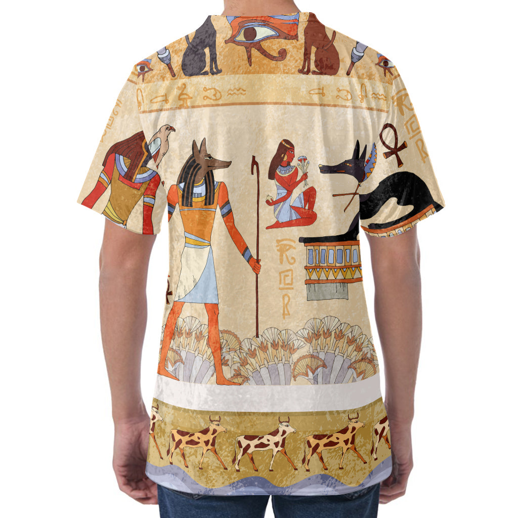 Egyptian Gods And Pharaohs Print Men's Velvet T-Shirt