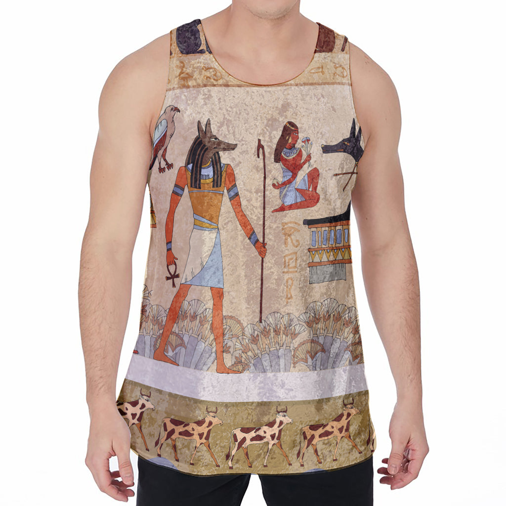 Egyptian Gods And Pharaohs Print Men's Velvet Tank Top