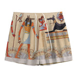 Egyptian Gods And Pharaohs Print Mesh Shorts