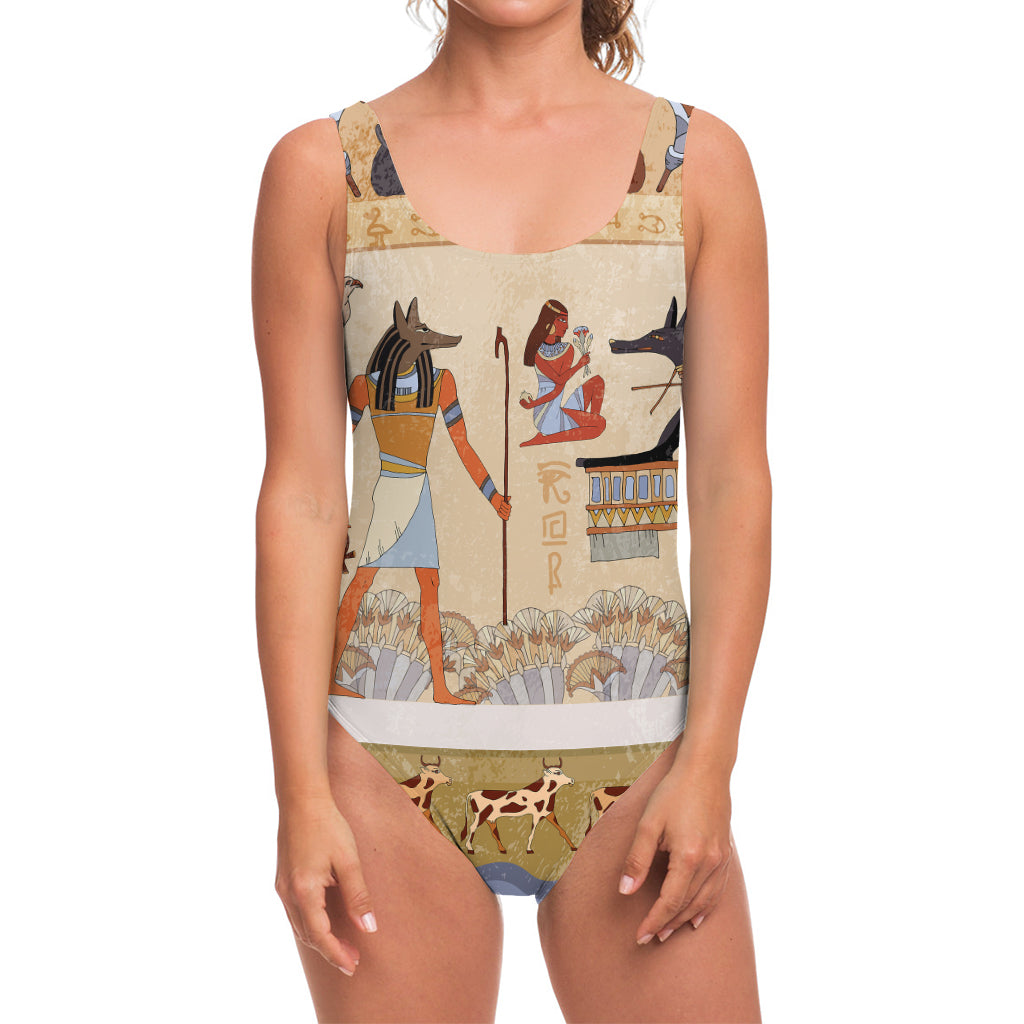 Egyptian Gods And Pharaohs Print One Piece Swimsuit