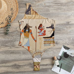 Egyptian Gods And Pharaohs Print One Shoulder Bodysuit