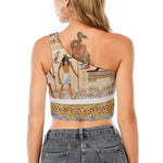 Egyptian Gods And Pharaohs Print One Shoulder Crop Top