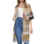 Egyptian Gods And Pharaohs Print Open Front Beach Cover Up