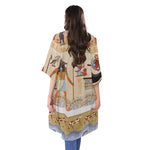 Egyptian Gods And Pharaohs Print Open Front Beach Cover Up