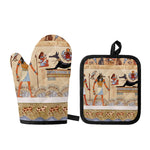 Egyptian Gods And Pharaohs Print Oven Mitt And Pot Holder Set
