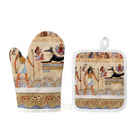Egyptian Gods And Pharaohs Print Oven Mitt And Pot Holder Set