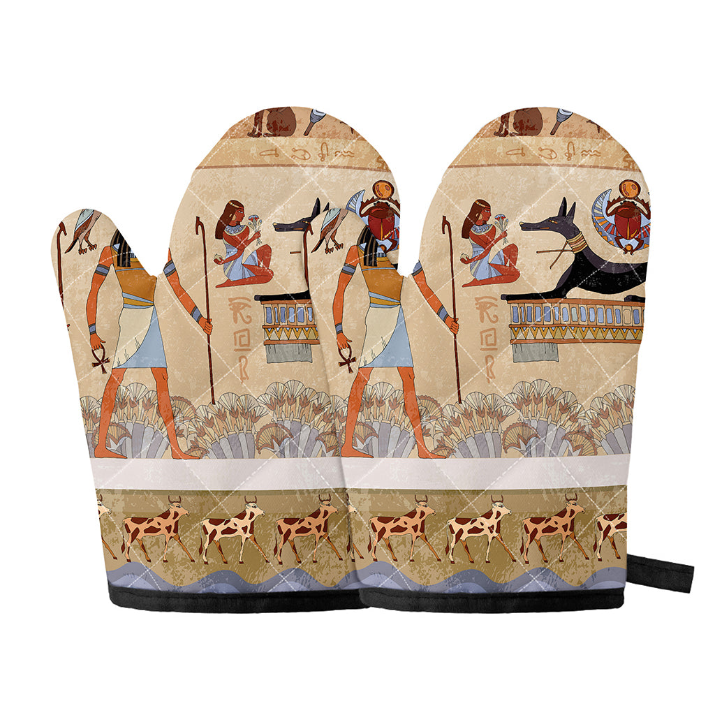 Egyptian Gods And Pharaohs Print Oven Mitts