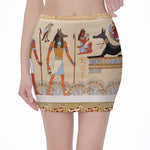 Egyptian Gods And Pharaohs Print Pencil Mini Skirt