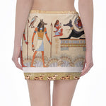 Egyptian Gods And Pharaohs Print Pencil Mini Skirt