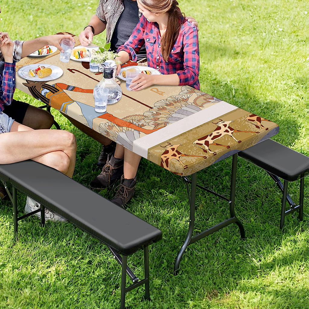 Egyptian Gods And Pharaohs Print Picnic Table Cover