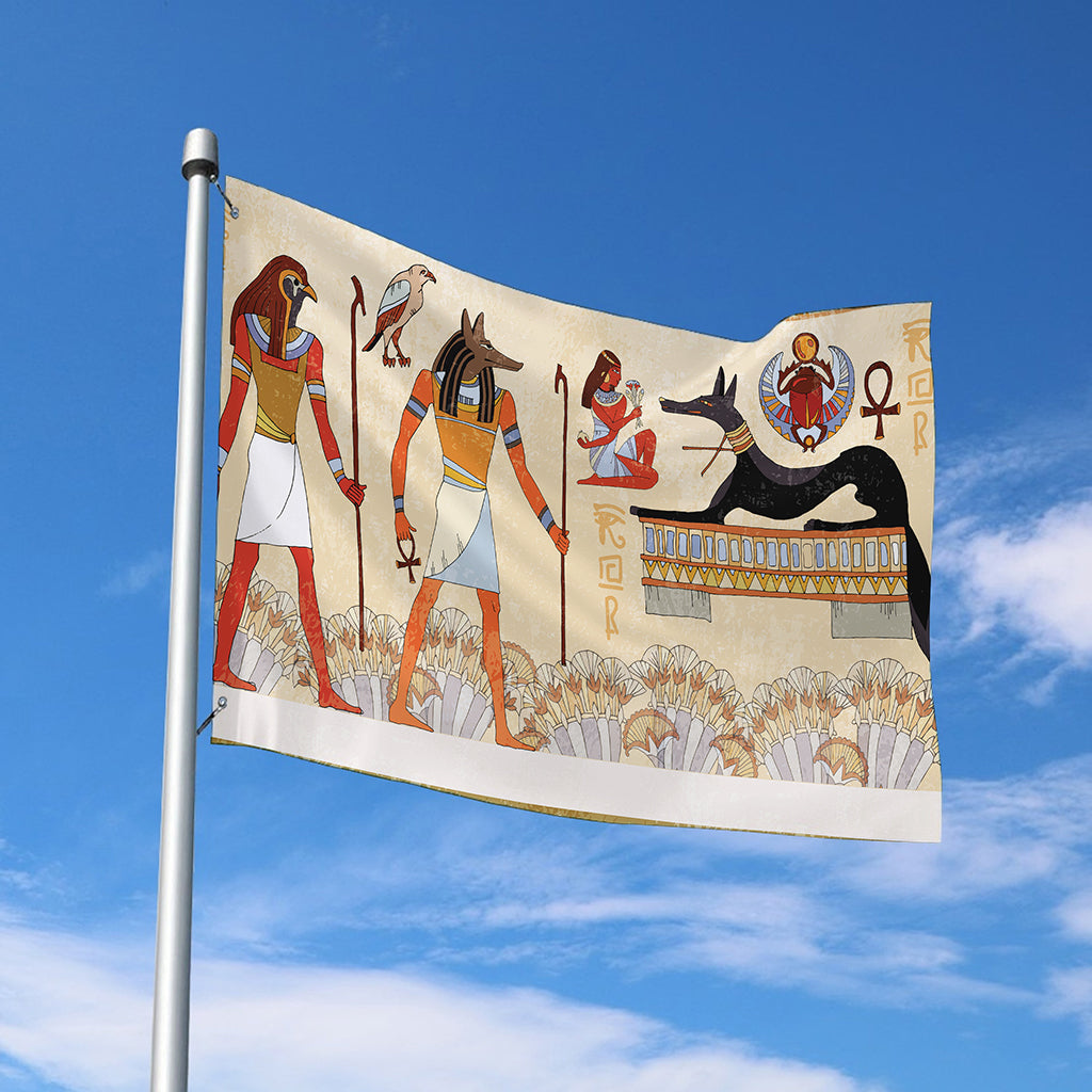 Egyptian Gods And Pharaohs Print Polyester Flag