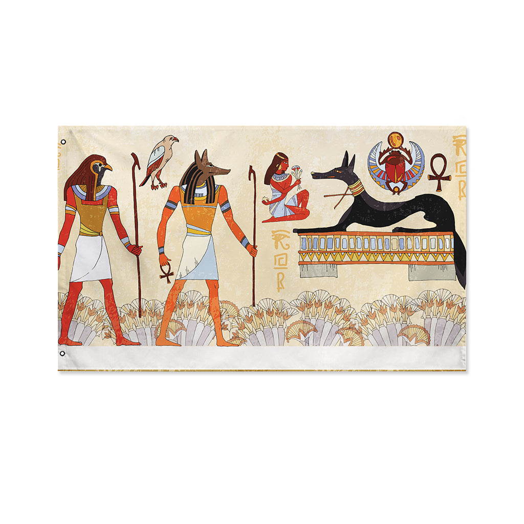 Egyptian Gods And Pharaohs Print Polyester Flag