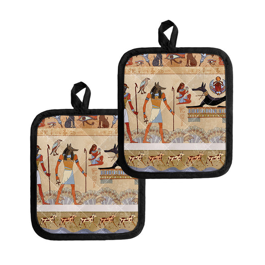 Egyptian Gods And Pharaohs Print Pot Holders