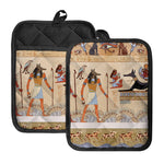 Egyptian Gods And Pharaohs Print Pot Holders With Pocket