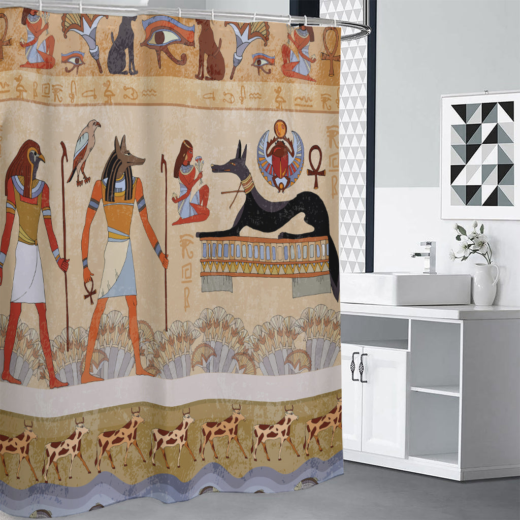 Egyptian Gods And Pharaohs Print Premium Shower Curtain