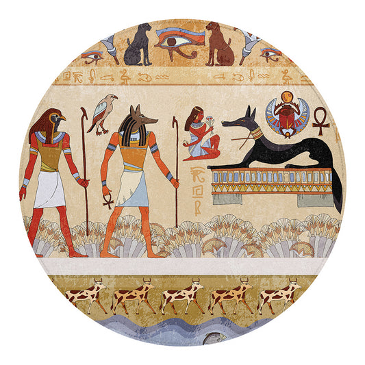 Egyptian Gods And Pharaohs Print Round Blanket