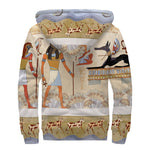 Egyptian Gods And Pharaohs Print Sherpa Lined Zip Up Hoodie