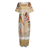 Egyptian Gods And Pharaohs Print Short Sleeve Long Nightdress