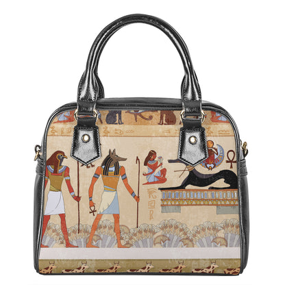 Egyptian Gods And Pharaohs Print Shoulder Handbag
