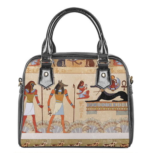 Egyptian Gods And Pharaohs Print Shoulder Handbag