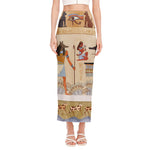 Egyptian Gods And Pharaohs Print Side Slit Maxi Skirt