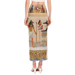 Egyptian Gods And Pharaohs Print Side Slit Maxi Skirt