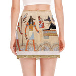 Egyptian Gods And Pharaohs Print Side Slit Mini Skirt