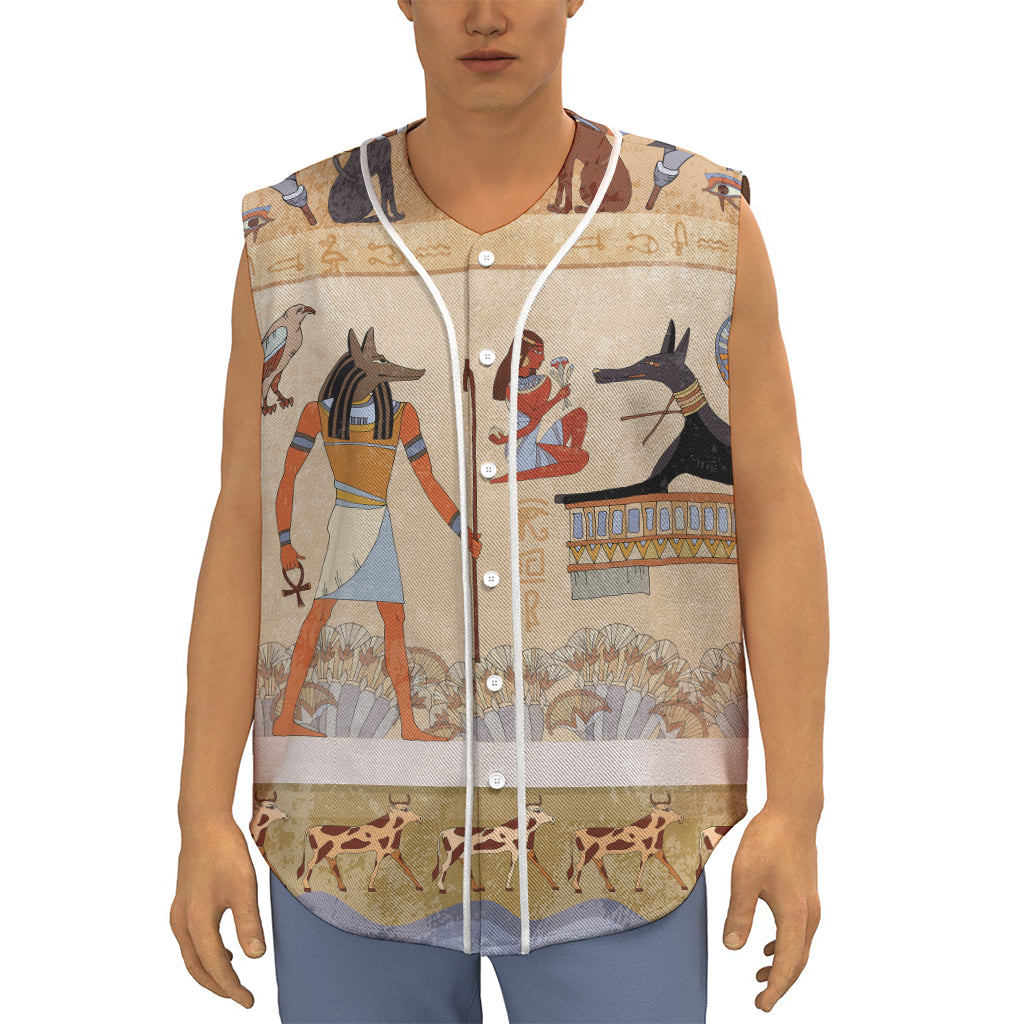 Egyptian Gods And Pharaohs Print Sleeveless Baseball Jersey
