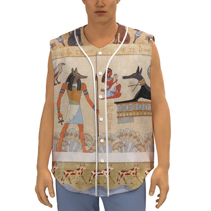 Egyptian Gods And Pharaohs Print Sleeveless Baseball Jersey