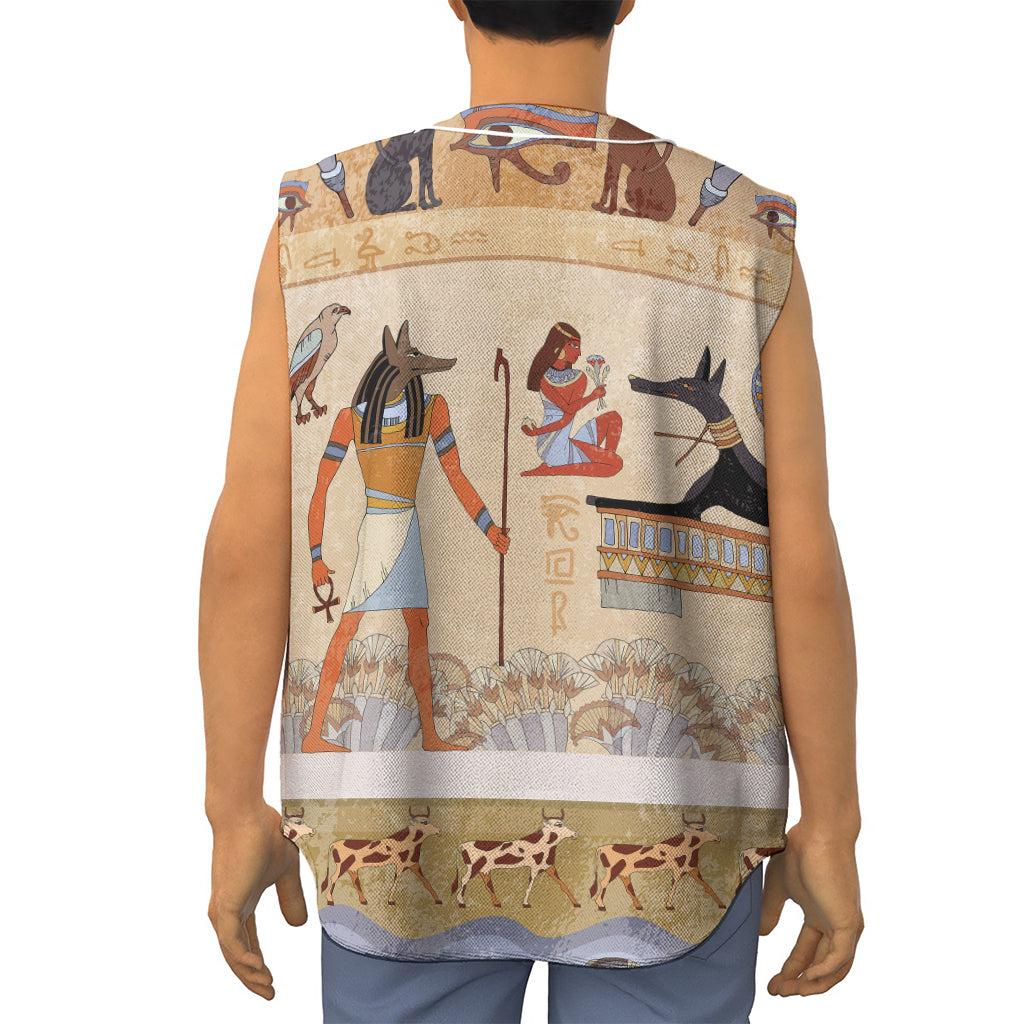Egyptian Gods And Pharaohs Print Sleeveless Baseball Jersey
