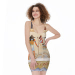 Egyptian Gods And Pharaohs Print Sleeveless Bodycon Dress