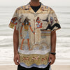 Egyptian Gods And Pharaohs Print Textured Short Sleeve Shirt