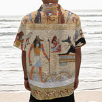 Egyptian Gods And Pharaohs Print Textured Short Sleeve Shirt