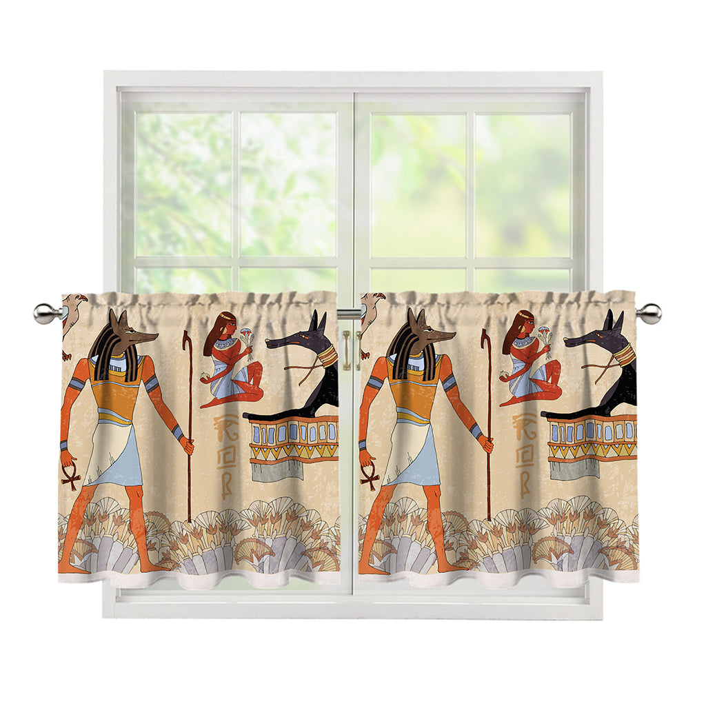 Egyptian Gods And Pharaohs Print Tier Curtains