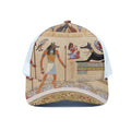 Egyptian Gods And Pharaohs Print White Mesh Trucker Hat