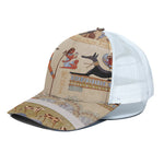 Egyptian Gods And Pharaohs Print White Mesh Trucker Cap