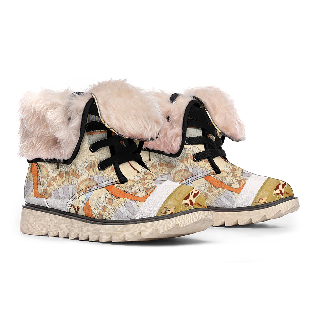 Egyptian Gods And Pharaohs Print Winter Boots