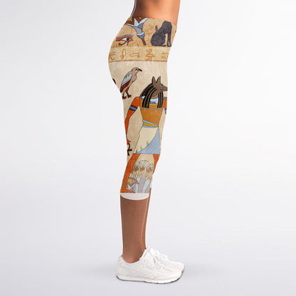 Egyptian Gods And Pharaohs Print Women's Capri Leggings