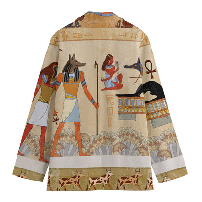 Egyptian Gods And Pharaohs Print Women's Cotton Blazer